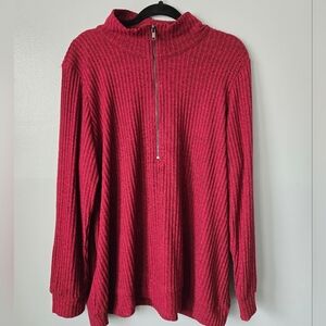 Torrid Ribbed Half-Zip Pullover Sweater in Red Size 3
